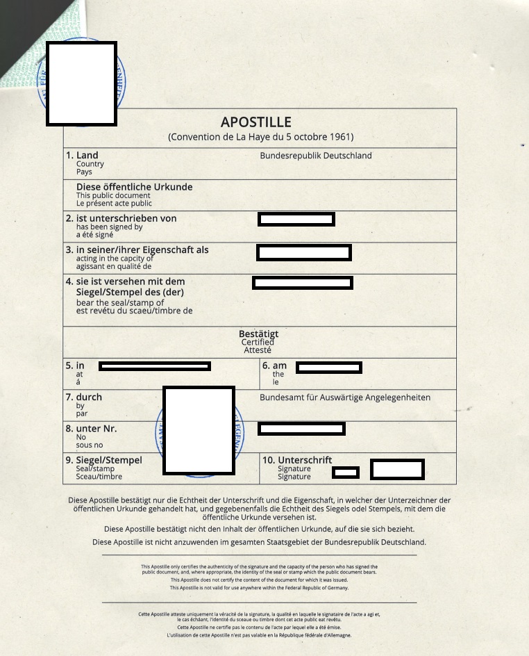 Apostille - nemecko